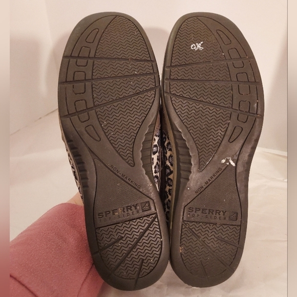 Sperry Topsider Gray & Black Glitter Leopard Print Boat Shoes in Size 8 M - Picture 10 of 12